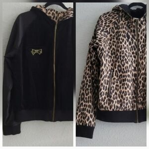 Sonia Rykiel Vintage Reversable Weatherproof Animal Print Or Plain Black Jacket